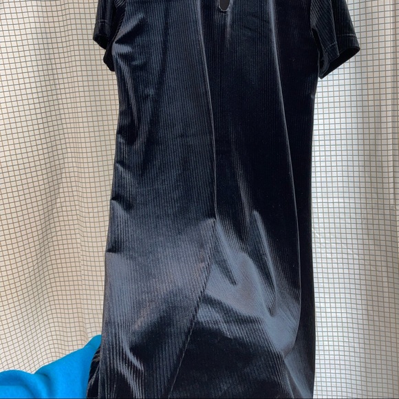 90s Liz Claiborne Dresses Black Ribbed Velour Dress Large - Picture 10 of 13